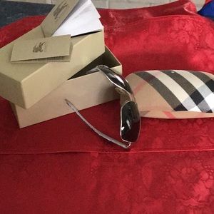 Burberry Silver Sunglasses with Checkered Case